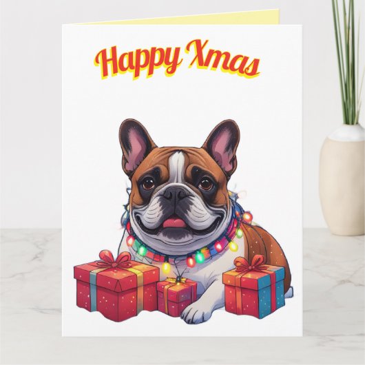 Französische Bulldogge French Bulldog Lichterkette カード (正面)