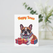 Französische Bulldogge French Bulldog Lichterkette ポストカード (スタンド正面)