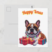 Französische Bulldogge French Bulldog Lichterkette ポストカード (正面/裏面)
