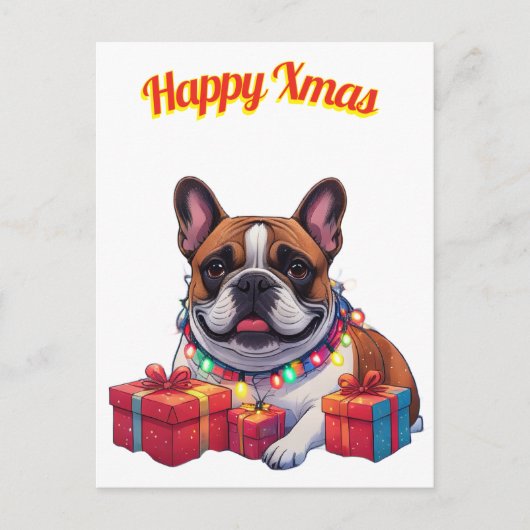 Französische Bulldogge French Bulldog Lichterkette ポストカード (正面)