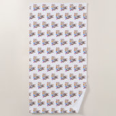 Französische Bulldogge French Bulldog mit Katze ビーチタオル (正面)