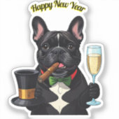 Französische Bulldogge French Bulldog Neujahr シール (正面)