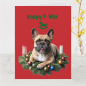 Französische Bulldogge French Bulldog Weihnachten カード (黄色い花)
