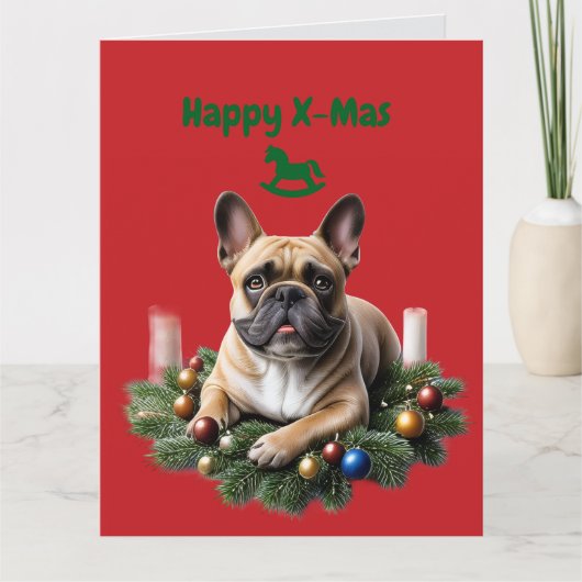 Französische Bulldogge French Bulldog Weihnachten カード (正面)