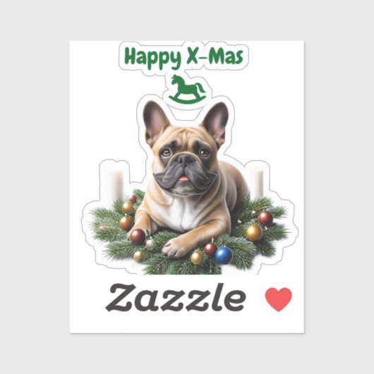 Französische Bulldogge French Bulldog  Weihnachten シール (シート)