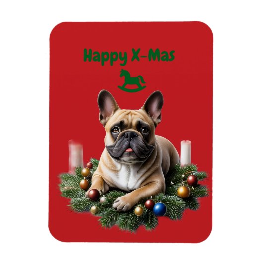 Französische Bulldogge French Bulldog Weihnachten マグネット (縦)