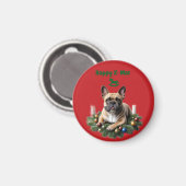 Französische Bulldogge French Bulldog Weihnachten マグネット (正面/裏面)