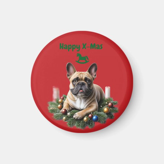 Französische Bulldogge French Bulldog Weihnachten マグネット (正面)