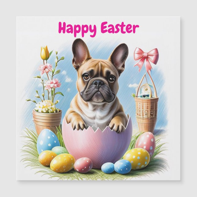 Französische Bulldogge Frohe Ostern French Bulldog (正面)