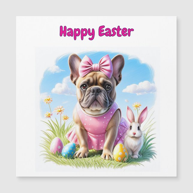 Französische Bulldogge Frohe Ostern French Bulldog (正面)