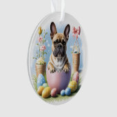 Französische Bulldogge Frohe Ostern French Bulldog オーナメント (正面)