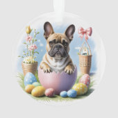 Französische Bulldogge Frohe Ostern French Bulldog オーナメント (裏面)
