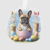 Französische Bulldogge Frohe Ostern French Bulldog オーナメント (正面)