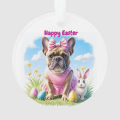 Französische Bulldogge Frohe Ostern French Bulldog オーナメント (裏面)