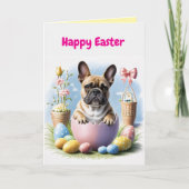 Französische Bulldogge Frohe Ostern French Bulldog カード (正面)