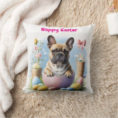 Französische Bulldogge Frohe Ostern French Bulldog クッション (ブランケット)