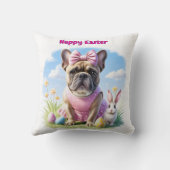 Französische Bulldogge Frohe Ostern French Bulldog クッション (裏面)