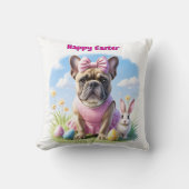 Französische Bulldogge Frohe Ostern French Bulldog クッション (正面)
