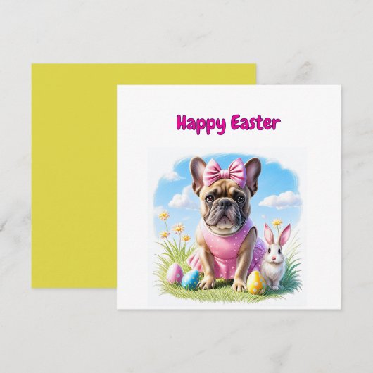 Französische Bulldogge Frohe Ostern French Bulldog シーズンカード (正面/裏面)
