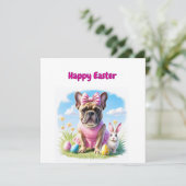 Französische Bulldogge Frohe Ostern French Bulldog シーズンカード (スタンド正面)
