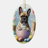 Französische Bulldogge Frohe Ostern French Bulldog セラミックオーナメント (右)