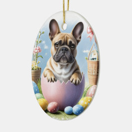 Französische Bulldogge Frohe Ostern French Bulldog セラミックオーナメント