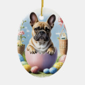 Französische Bulldogge Frohe Ostern French Bulldog セラミックオーナメント (正面)