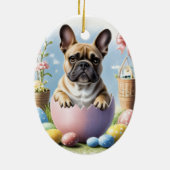 Französische Bulldogge Frohe Ostern French Bulldog セラミックオーナメント (裏面)