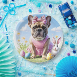 Französische Bulldogge Frohe Ostern French Bulldog ペーパープレート