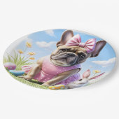 Französische Bulldogge Frohe Ostern French Bulldog ペーパープレート (アングル)