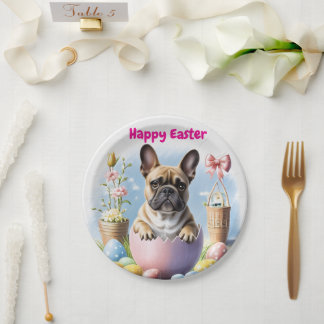 Französische Bulldogge Frohe Ostern French Bulldog ペーパープレート