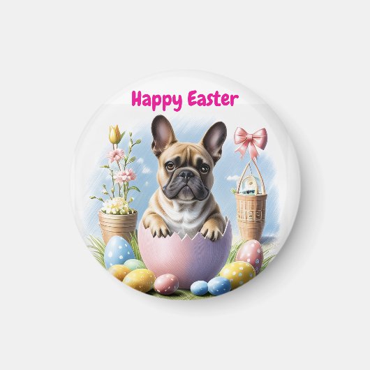 Französische Bulldogge Frohe Ostern French Bulldog マグネット (正面)