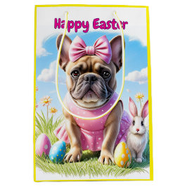 Französische Bulldogge Frohe Ostern French Bulldog ミディアムペーパーバッグ