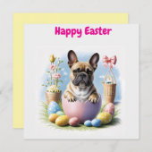 Französische Bulldogge Frohe Ostern French Bulldog 招待状 (正面/裏面)