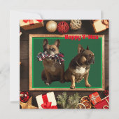 Französische Bulldogge Frohe Weihnachten Bulldog カード (正面)