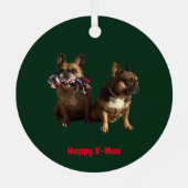 Französische Bulldogge Frohe Weihnachten Bulldog メタルオーナメント (裏面)