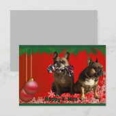 Französische Bulldogge Frohe Weihnachten Bulldog 招待状 (正面/裏面)