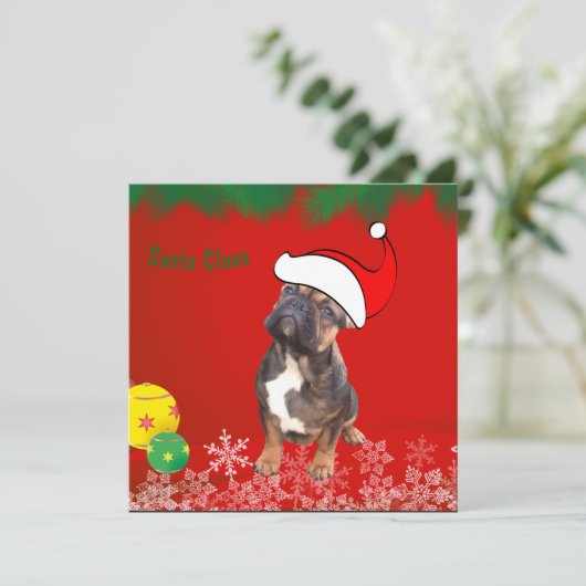 Französische Bulldogge Frohe Weihnachten Bulldog 招待状 (スタンド正面)