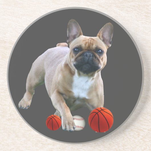 Französische Bulldogge Fussball コースター (正面)