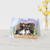 Französische Bulldogge Geburtstag French Bulldog カード (黄色い花)