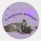 Französische Bulldogge Geburtstag French Bulldog ラウンドシール (正面)