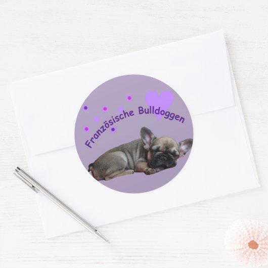 Französische Bulldogge Geburtstag French Bulldog ラウンドシール (封筒)