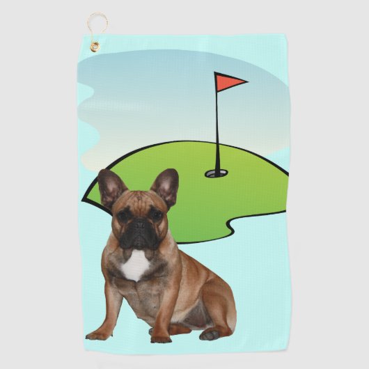 Französische Bulldogge Golfplatz French Bulldog ゴルフタオル (正面)