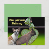 Französische Bulldogge Grünes Herz French Bulldog ポストカード (正面/裏面)