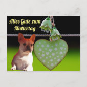 Französische Bulldogge Grünes Herz French Bulldog ポストカード (正面)