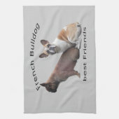 Französische Bulldogge Gute Freunde French Bulldog キッチンタオル (縦)