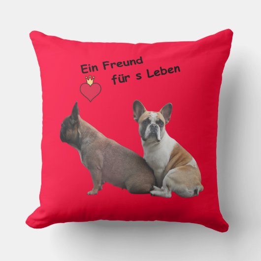 Französische Bulldogge Gute Freunde French Bulldog クッション (正面)