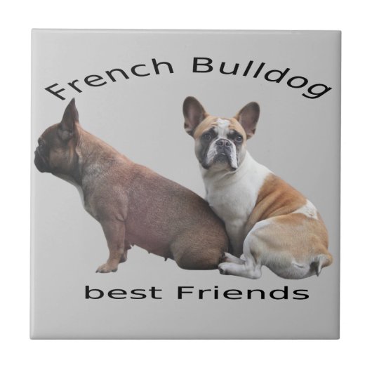 Französische Bulldogge Gute Freunde French Bulldog タイル (正面)