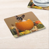 Französische Bulldogge Halloween French Bulldog スクエアペーパーコースター (アングル)