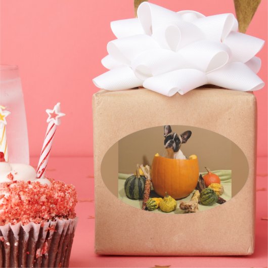 Französische Bulldogge Halloween French Bulldog 楕円形シール (パーティー)